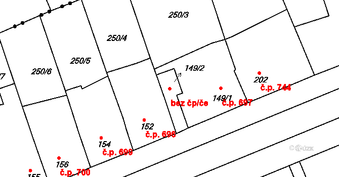 Rudná 90725930 na parcele st. 149/2 v KÚ Hořelice, Katastrální mapa