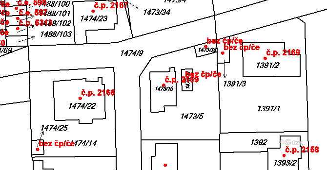Louny 2159 na parcele st. 1473/10 v KÚ Louny, Katastrální mapa