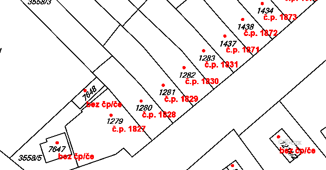 Kroměříž 1829 na parcele st. 1281 v KÚ Kroměříž, Katastrální mapa