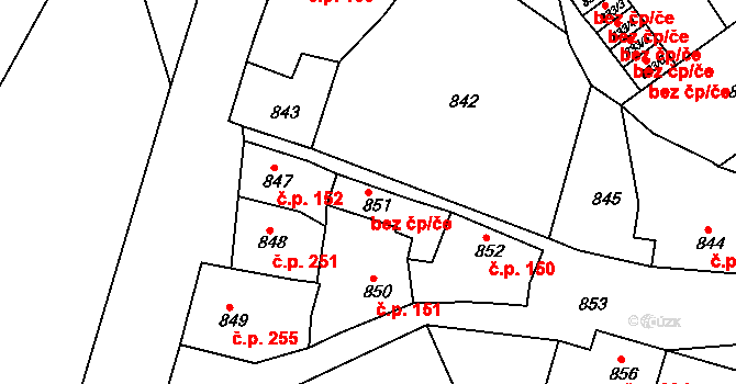 Plumlov 10510931 na parcele st. 851 v KÚ Plumlov, Katastrální mapa