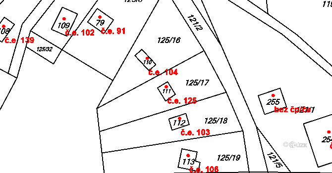 Maleny 125, Stražisko na parcele st. 111 v KÚ Maleny, Katastrální mapa