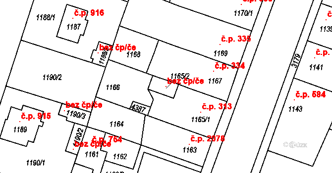 Čelákovice 106348931 na parcele st. 1165/2 v KÚ Čelákovice, Katastrální mapa