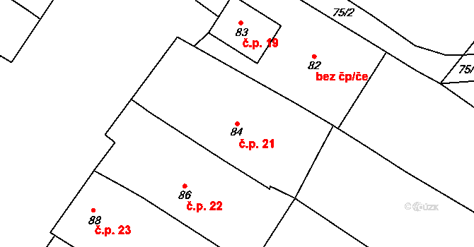 Derflice 21, Znojmo na parcele st. 84 v KÚ Derflice, Katastrální mapa