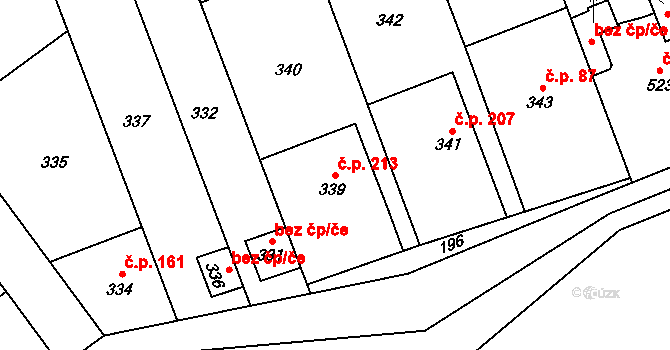 Přerov VII-Čekyně 213, Přerov na parcele st. 339 v KÚ Čekyně, Katastrální mapa