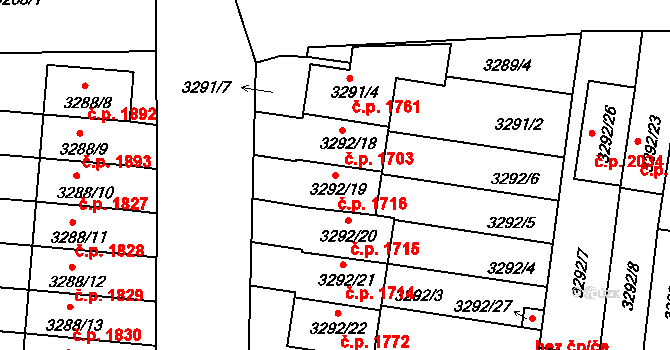 Dobrá Voda u Českých Budějovic 1716 na parcele st. 3292/19 v KÚ Dobrá Voda u Českých Budějovic, Katastrální mapa