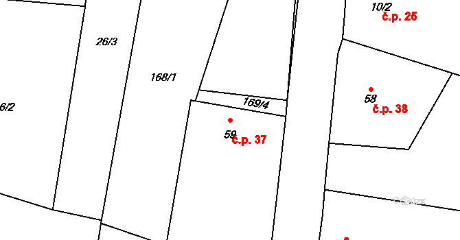 Lipanovice 37, Záboří na parcele st. 59 v KÚ Lipanovice, Katastrální mapa