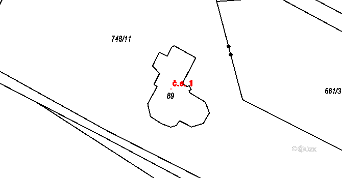 Orasín 1, Boleboř na parcele st. 89 v KÚ Orasín, Katastrální mapa