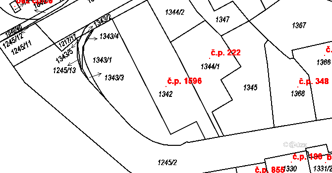 Kostelec nad Orlicí 1596 na parcele st. 1342 v KÚ Kostelec nad Orlicí, Katastrální mapa