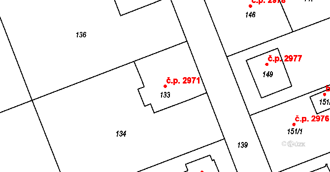 Helenín 2971, Jihlava na parcele st. 133 v KÚ Helenín, Katastrální mapa