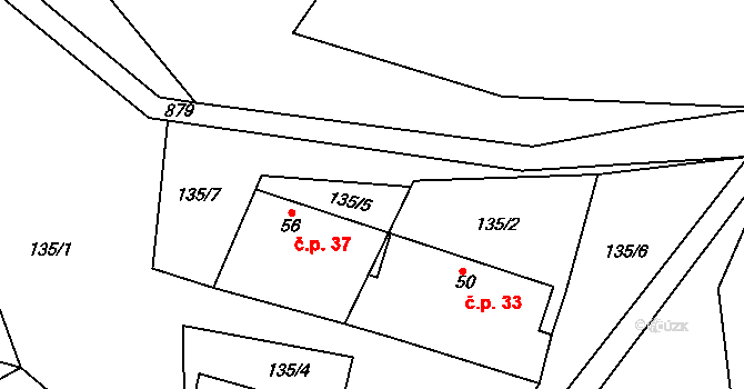 Dražetice 37, Borotice na parcele st. 56 v KÚ Dražetice II, Katastrální mapa