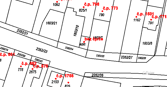Tišnov 230 na parcele st. 825/2 v KÚ Tišnov, Katastrální mapa