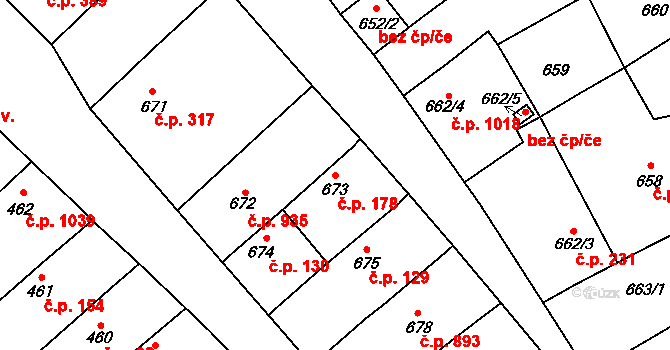 Lužice 178 na parcele st. 673 v KÚ Lužice u Hodonína, Katastrální mapa