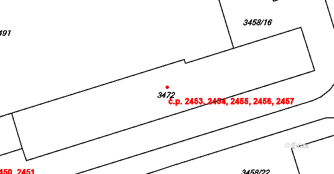 Kročehlavy 2453,2454,2455,2456,, Kladno na parcele st. 3472 v KÚ Kročehlavy, Katastrální mapa