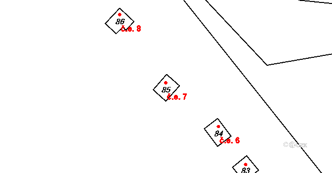 Mutná 7, Cizkrajov na parcele st. 85 v KÚ Mutná, Katastrální mapa