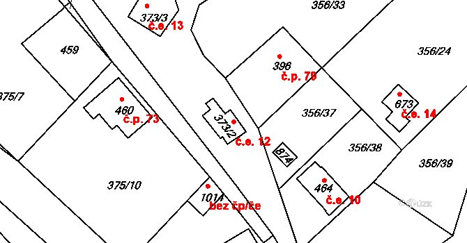 Klecánky 12, Klecany na parcele st. 373/2 v KÚ Klecany, Katastrální mapa