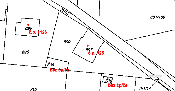 Hořovice 925 na parcele st. 697 v KÚ Velká Víska, Katastrální mapa