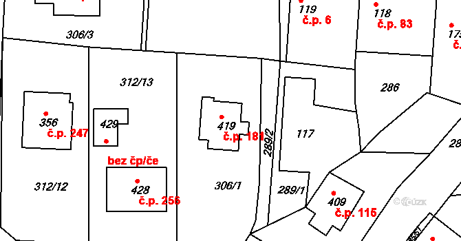 Rosovice 181 na parcele st. 419 v KÚ Rosovice, Katastrální mapa