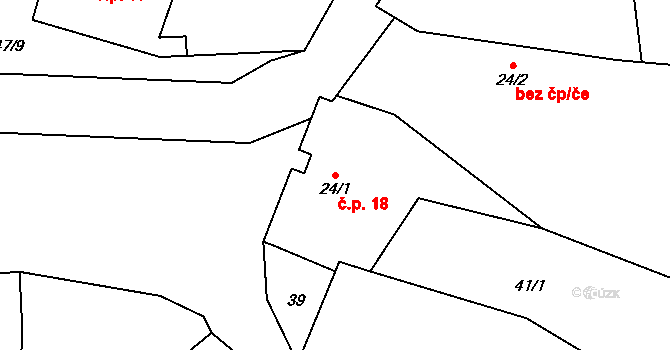 Chomutice 18 na parcele st. 24/1 v KÚ Chomutice, Katastrální mapa