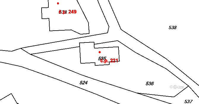 Volfartice 221 na parcele st. 535 v KÚ Volfartice, Katastrální mapa