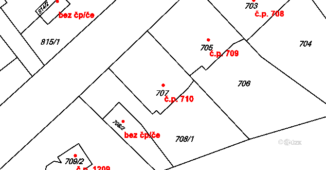 Poruba 710, Orlová na parcele st. 707 v KÚ Poruba u Orlové, Katastrální mapa