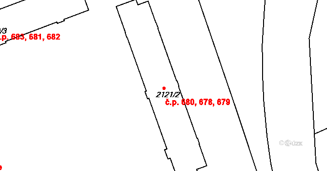 Bechyně 678,679,680 na parcele st. 2121/2 v KÚ Bechyně, Katastrální mapa