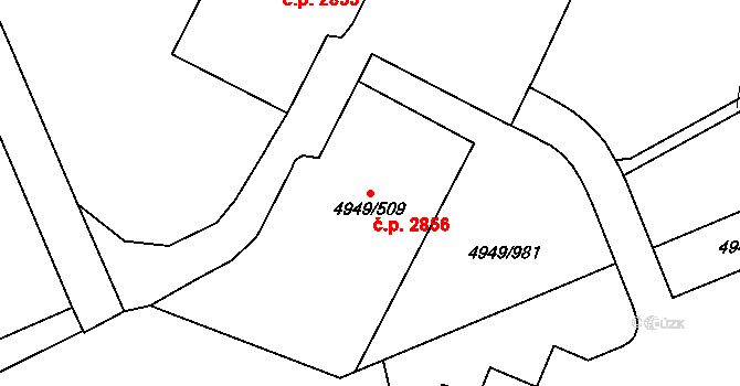 Severní Terasa 2856, Ústí nad Labem na parcele st. 4949/509 v KÚ Ústí nad Labem, Katastrální mapa