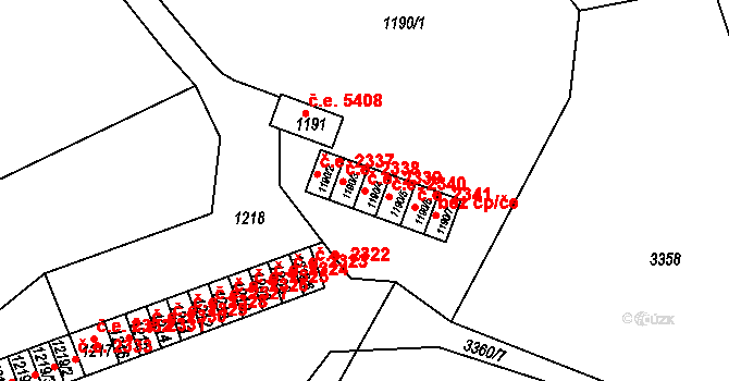 Střekov 2339, Ústí nad Labem na parcele st. 1190/4 v KÚ Střekov, Katastrální mapa