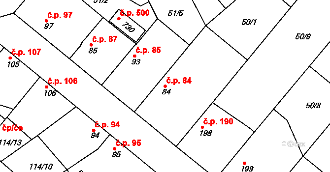 Litol 84, Lysá nad Labem na parcele st. 84 v KÚ Litol, Katastrální mapa