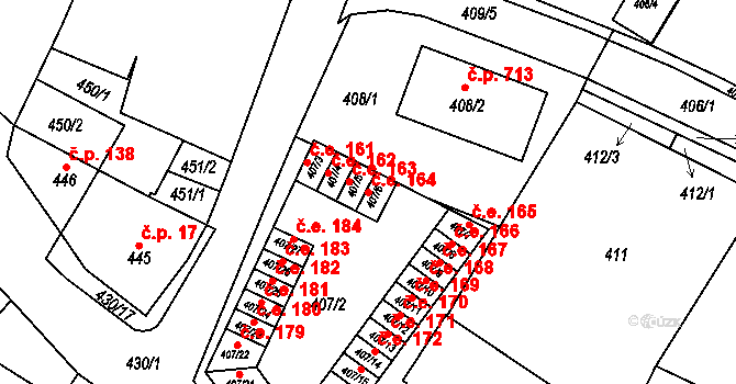Miřetice u Klášterce nad Ohří 164, Klášterec nad Ohří na parcele st. 407/6 v KÚ Miřetice u Klášterce nad Ohří, Katastrální mapa