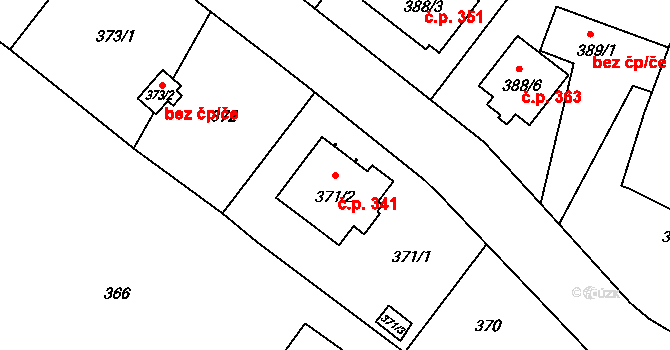 Pudlov 341, Bohumín na parcele st. 371/2 v KÚ Pudlov, Katastrální mapa