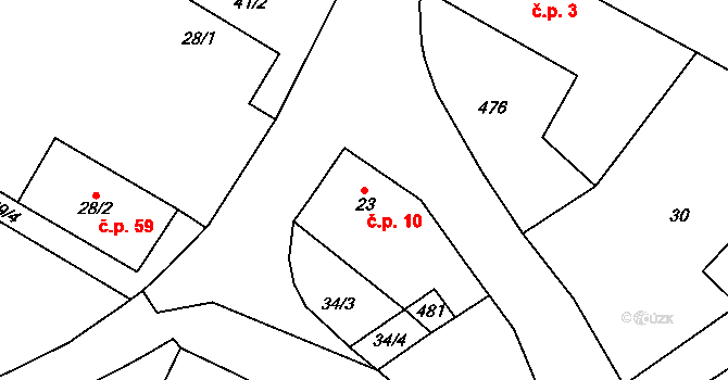 Probluz 10, Dolní Přím na parcele st. 23 v KÚ Probluz, Katastrální mapa