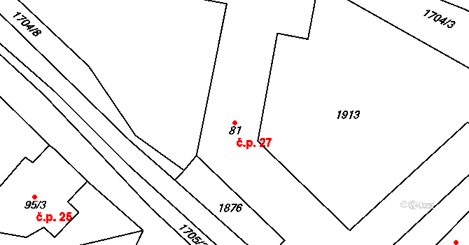 Svobodné Heřmanice 27 na parcele st. 81 v KÚ Svobodné Heřmanice, Katastrální mapa