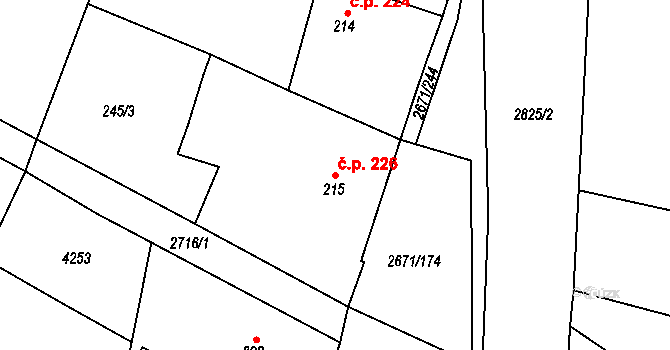 Černilov 226 na parcele st. 215 v KÚ Černilov, Katastrální mapa