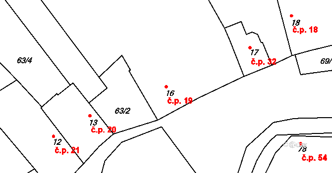 Radlice 19, Barchovice na parcele st. 16 v KÚ Radlice u Barchovic, Katastrální mapa