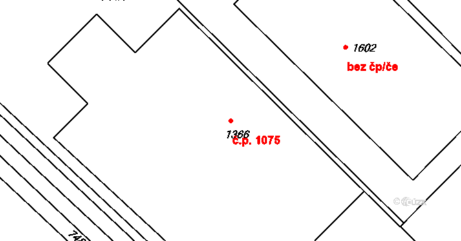 Bakov nad Jizerou 1075 na parcele st. 1366 v KÚ Bakov nad Jizerou, Katastrální mapa