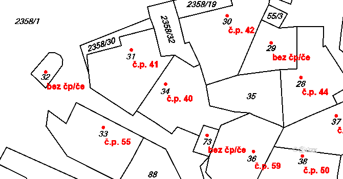 Mečichov 40 na parcele st. 34 v KÚ Mečichov, Katastrální mapa