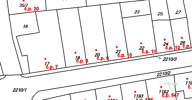 České Budějovice 2 9, České Budějovice na parcele st. 20 v KÚ České Budějovice 2, Katastrální mapa