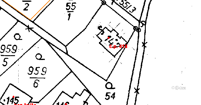 Jeřmanice 198 na parcele st. 147 v KÚ Jeřmanice, Katastrální mapa