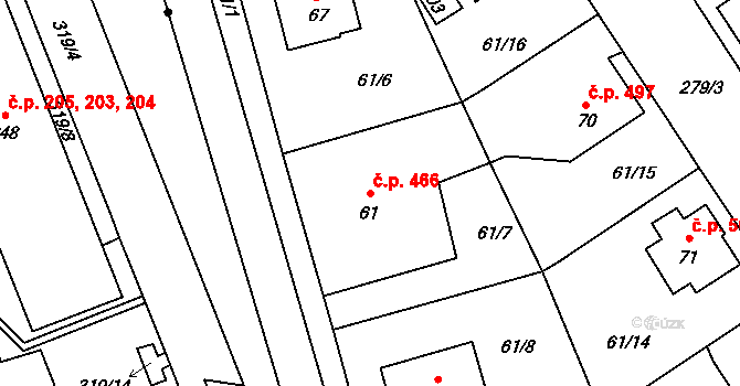 Chrastava 466 na parcele st. 61 v KÚ Chrastava II, Katastrální mapa