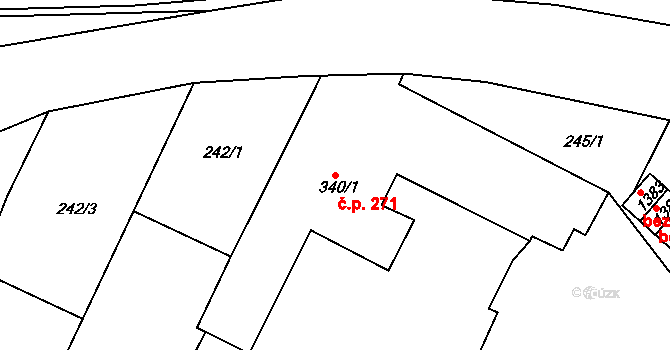 Hostinné 271 na parcele st. 340/1 v KÚ Hostinné, Katastrální mapa