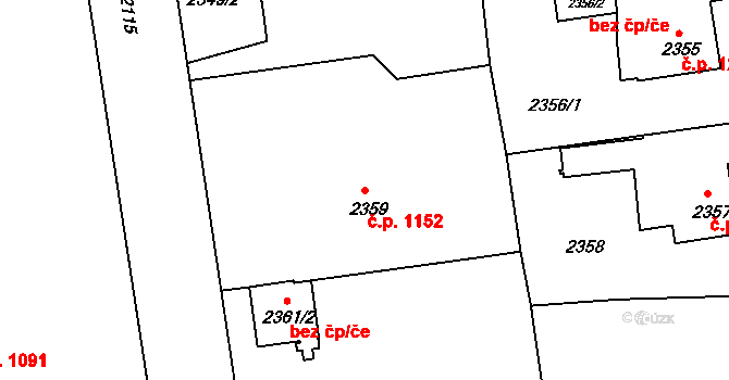 Rumburk 1 1152, Rumburk na parcele st. 2359 v KÚ Rumburk, Katastrální mapa