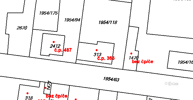 Litice 366, Plzeň na parcele st. 313 v KÚ Litice u Plzně, Katastrální mapa