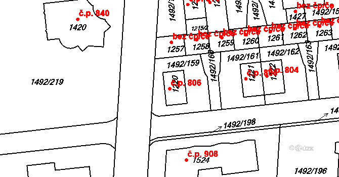 Lány 806, Svitavy na parcele st. 1220 v KÚ Čtyřicet Lánů, Katastrální mapa