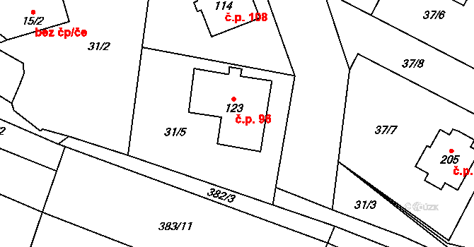 Termesivy 96, Havlíčkův Brod na parcele st. 123 v KÚ Termesivy, Katastrální mapa