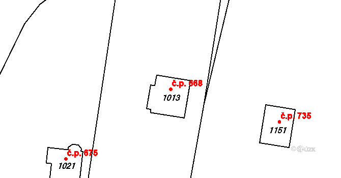 Halenkovice 668 na parcele st. 1013 v KÚ Halenkovice, Katastrální mapa