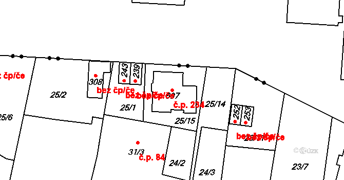 Nové Jesenčany 234, Pardubice na parcele st. 697 v KÚ Nové Jesenčany, Katastrální mapa