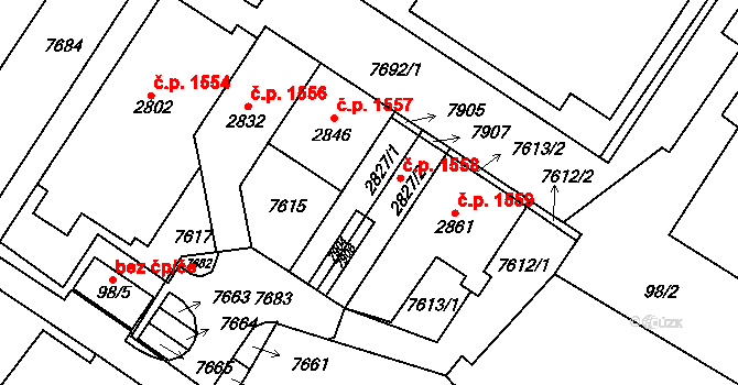 Napajedla 1558 na parcele st. 2827/1 v KÚ Napajedla, Katastrální mapa