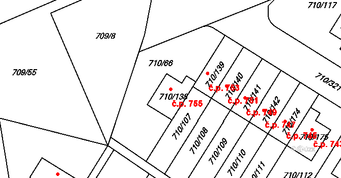 Poříčí 755, Boršov nad Vltavou na parcele st. 710/138 v KÚ Boršov nad Vltavou, Katastrální mapa