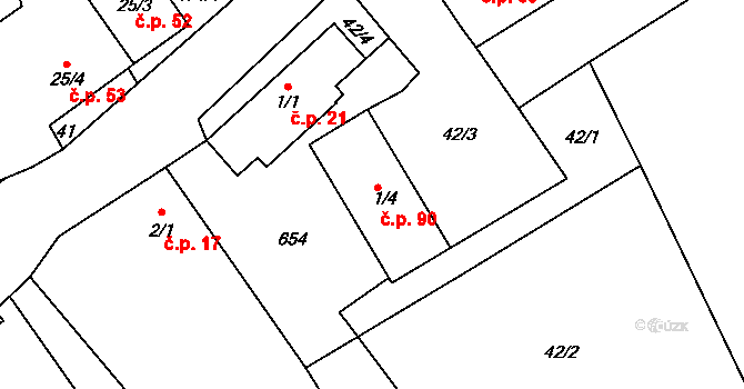 Černín 86, Zdice na parcele st. 1/2 v KÚ Černín u Zdic, Katastrální mapa
