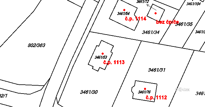 Svinov 1113, Ostrava na parcele st. 3461/53 v KÚ Svinov, Katastrální mapa